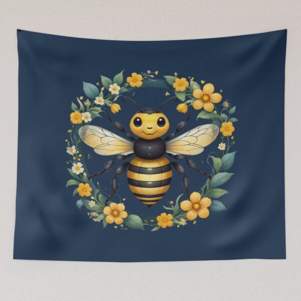 Item preview, Bee Artwork with Flowers designed and sold by Planetporridge.