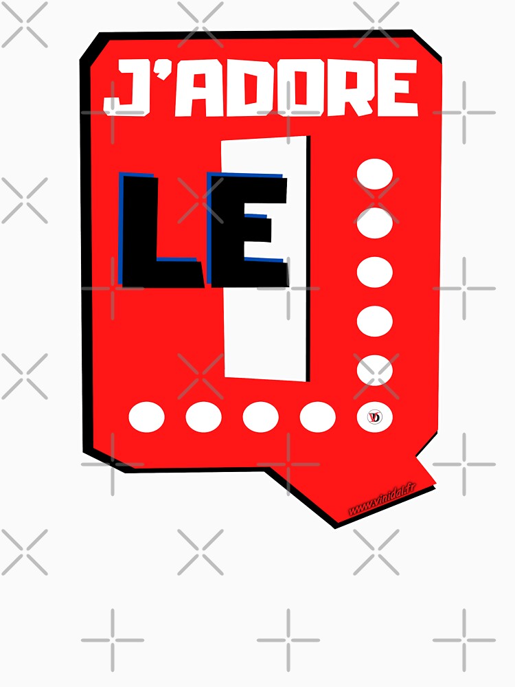 Aperçu 7 sur 7. T-shirt classique avec l'œuvre J'ADORE LE Q. créée et vendue par Vinidal.