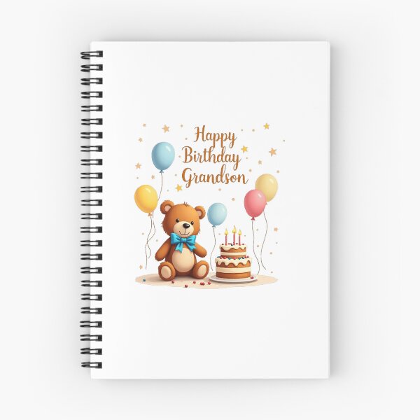 Item preview,  Happy birthday Grandson, cute teddy bear with balloons and birthday cake designed and sold by nicnacc.