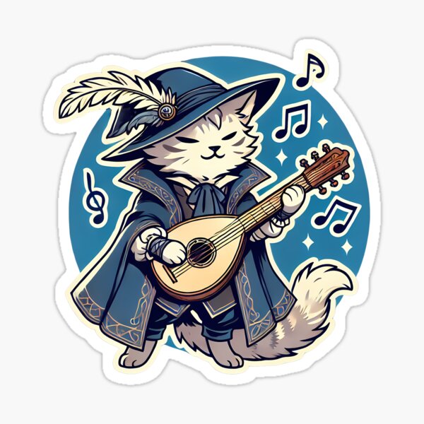 Item preview, Bard Cat Playing Lute Fantasy Art designed and sold by TeeStick.