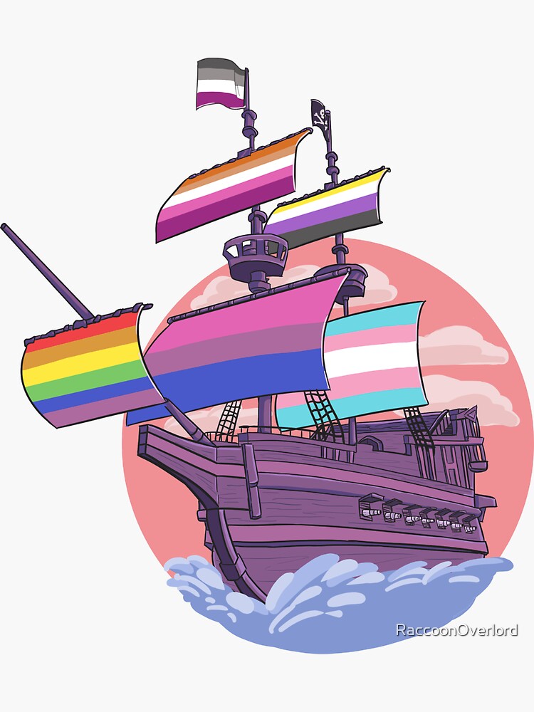 Thumbnail 3 von 3, Sticker, Pride Piratenschiff designt und verkauft von RaccoonOverlord.
