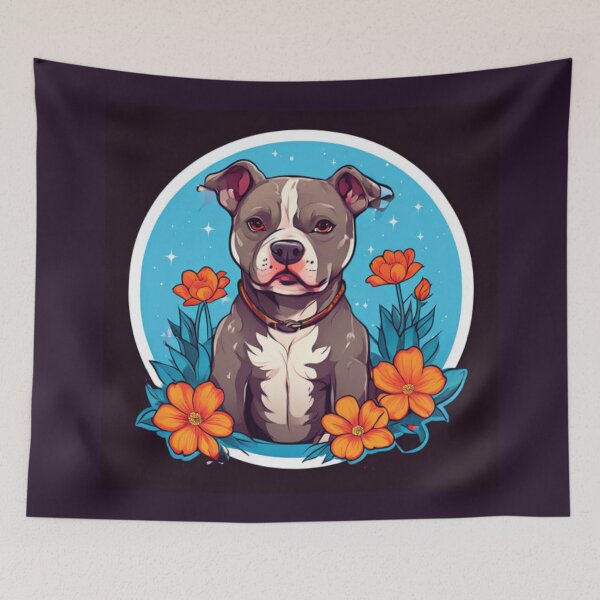 Item preview, Pitbull with Flowers  designed and sold by Planetporridge.