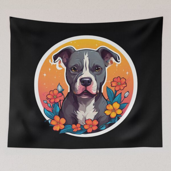 Item preview, Pitbull With Flowers Art designed and sold by Planetporridge.