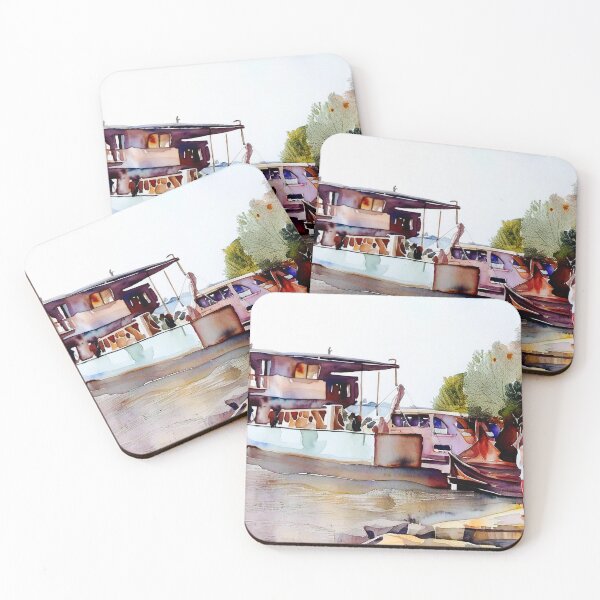 Item preview, Water color of a ferry boat transport in Goa India designed and sold by subhashlimaye.