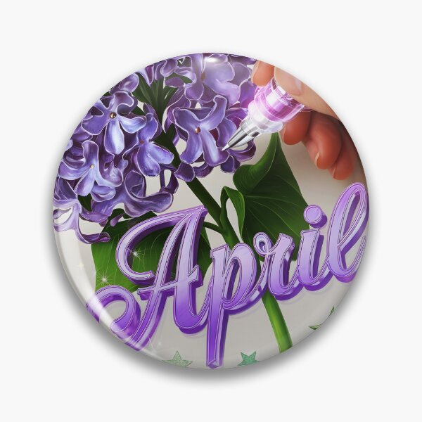Item preview, April journal page with a delicate purple lilacs flower while a hand drawing it with a glowing pen designed and sold by EmeraldeaArt.