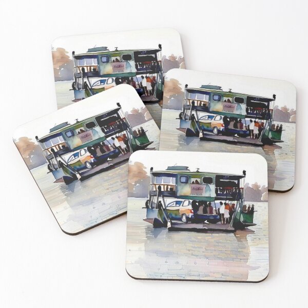 Item preview, Water color of a ferry boat crosses the river in Goa India designed and sold by subhashlimaye.