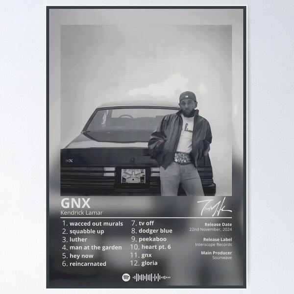 Aperçu de l'œuvre GNX Kendrick Lamar - Liste des pistes de l'album créée et vendue par Ginovativedy.
