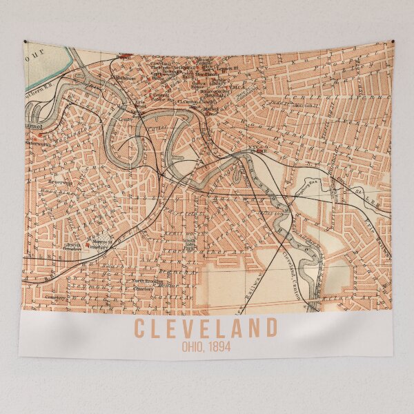 Item preview, Cleveland around 1894: Artwork, based on the original city map, for local patriots and Ohio fans designed and sold by RetroTraveller.