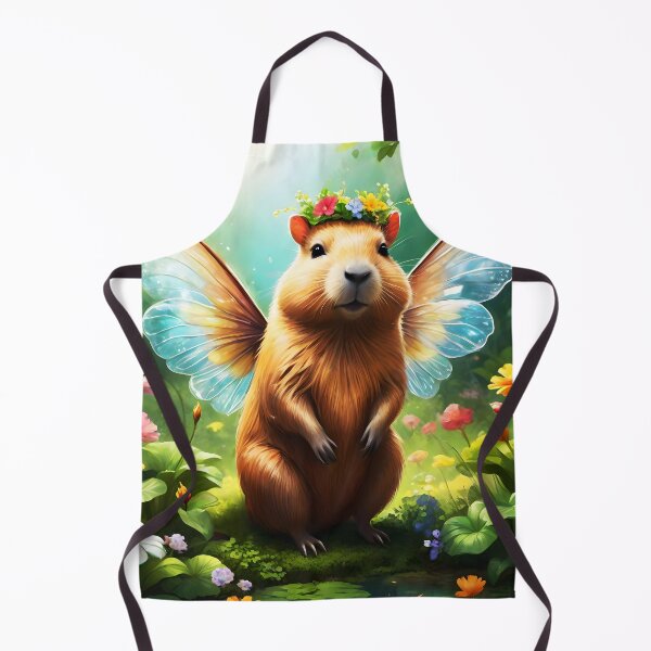 Item preview, Cute Floral head decorated capybara with wings - capy fae, capbyra fairy on a floral meadow designed and sold by EmeraldeaArt.