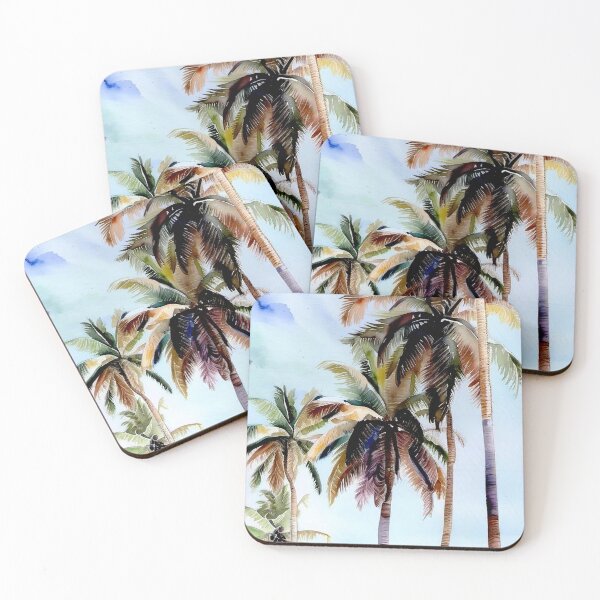 Item preview, Beach coconut trees water color on Goa beaches in India designed and sold by subhashlimaye.