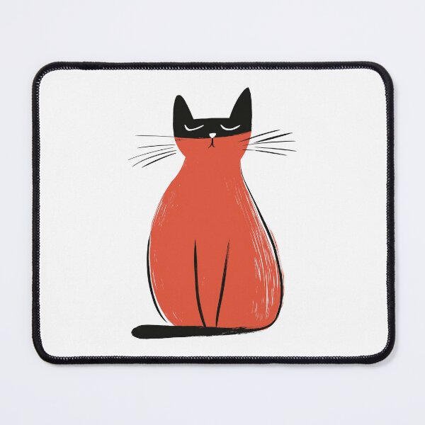 Item preview, Midcentury Minimalistic Red and Black Cat designed and sold by RoseoftheWild.