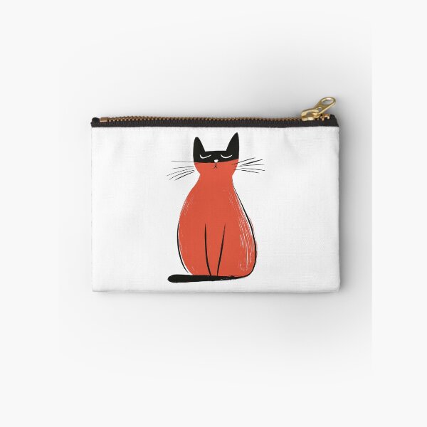 Item preview, Midcentury Minimalistic Red and Black Cat designed and sold by RoseoftheWild.