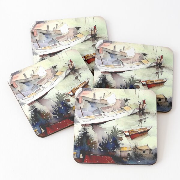 Item preview, fishermen boats in the river designed and sold by subhashlimaye.