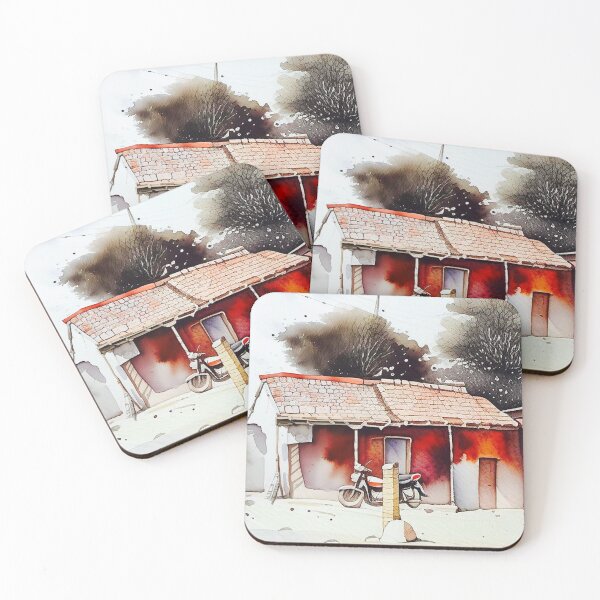 Item preview, A water color village scene in rural India designed and sold by subhashlimaye.