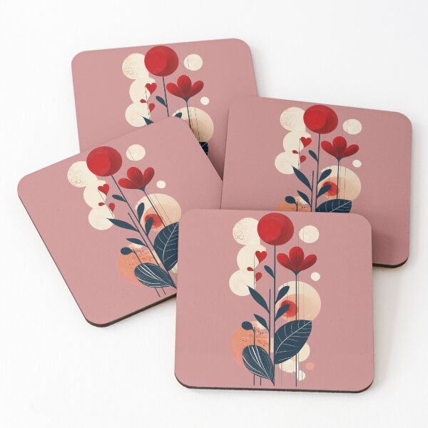 Item preview, Abstract Floral Geometry in Red and Navy designed and sold by Art Garden.
