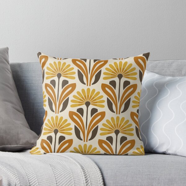 Item preview, KF 0367 D - Vintage Retro Daisy 70s Floral Pattern in Orange Yellow Brown designed and sold by KhakiFinch.