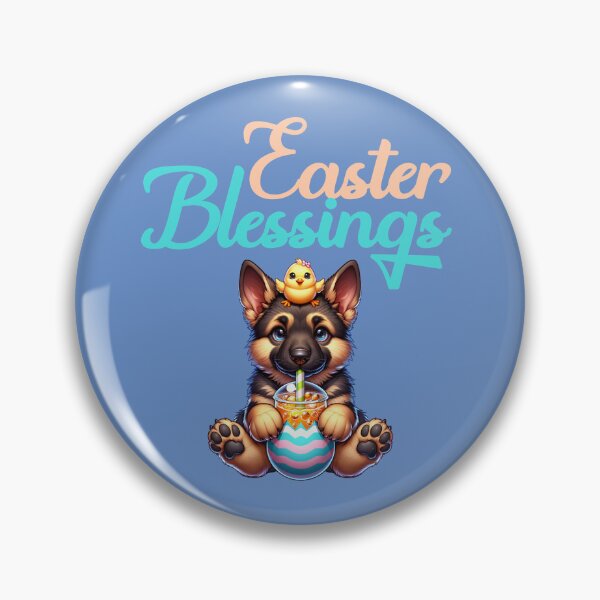 Item preview, Easter Blessings cute German shepherd puppy with Easter chick designed and sold by BritishDelights.