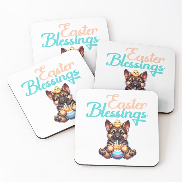 Item preview, Easter Blessings cute German shepherd puppy with Easter chick designed and sold by BritishDelights.