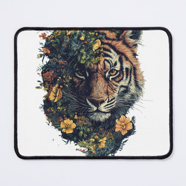 Item preview, Tiger Face and Flowers designed and sold by NicolasGlowArt.