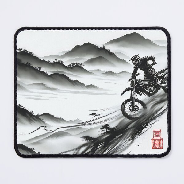 Item preview, Zen Moto Rush - Dirt Bike in traditional ink-wash painting style designed and sold by KoolArtDistrict.