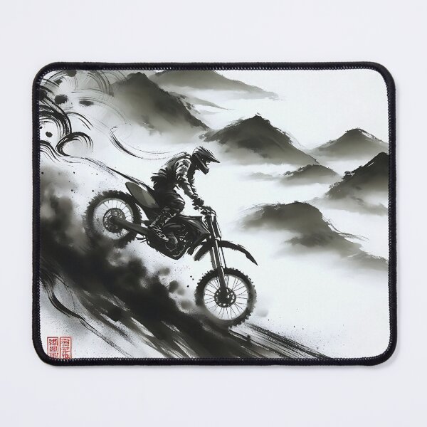 Item preview, Zen Moto Rush - Dirt Bike in traditional ink-wash painting style designed and sold by KoolArtDistrict.