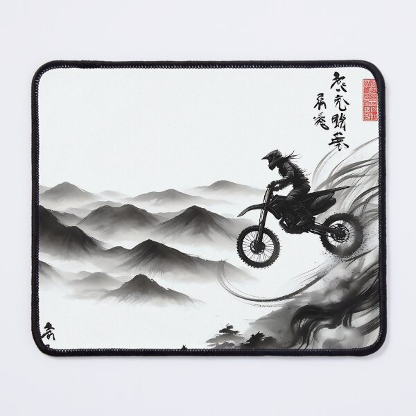 Item preview, Zen Moto Rush - Dirt Bike in traditional ink-wash painting style designed and sold by KoolArtDistrict.