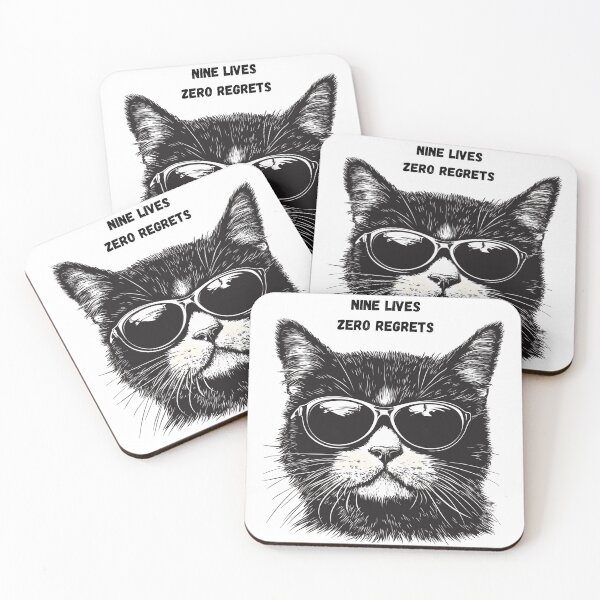 Item preview, Nine Lives Zero Regrets Cool Feline | Funny Silly Cat Meme Graphics, Tees, Stickers and More designed and sold by Envision Designs.