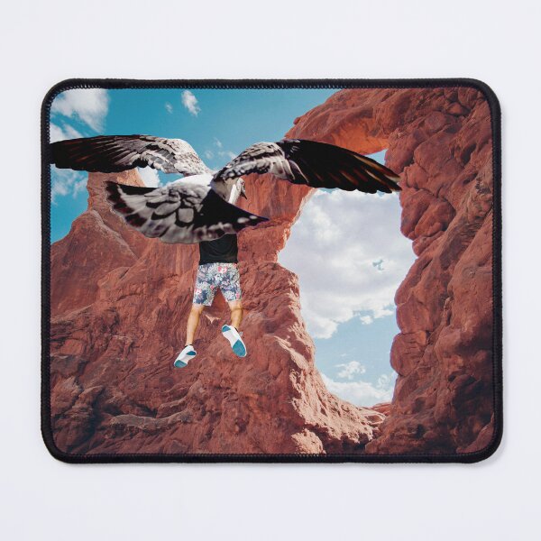 Item preview, Surreal Art Print 'Carried Away' - Person Carried Off by Hawk in Desert Landscape designed and sold by GollyWillikers.