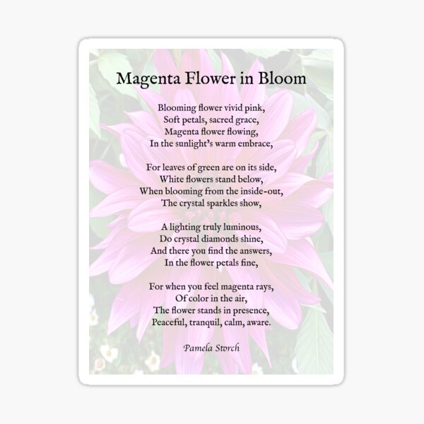 Magenta Flower in Bloom Poem Sticker