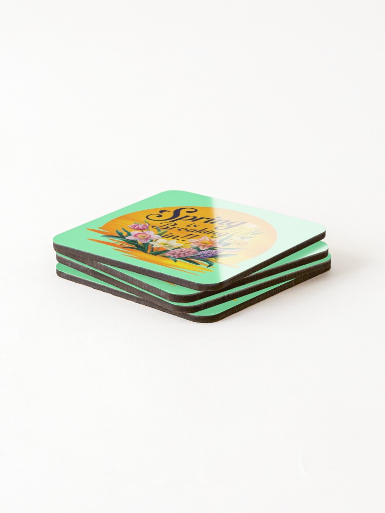 Thumbnail 4 of 5, Coasters (Set of 4), Spring is Breaking In!! designed and sold by TestudoDesign.