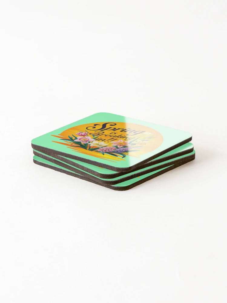Thumbnail 4 of 5, Coasters (Set of 4), Spring is Breaking In!! designed and sold by TestudoDesign.