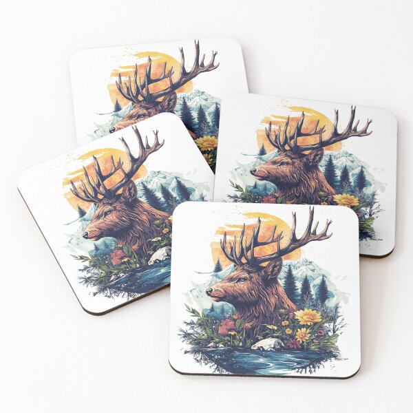 Item preview, Deer in Wild Landscape designed and sold by NicolasGlowArt.