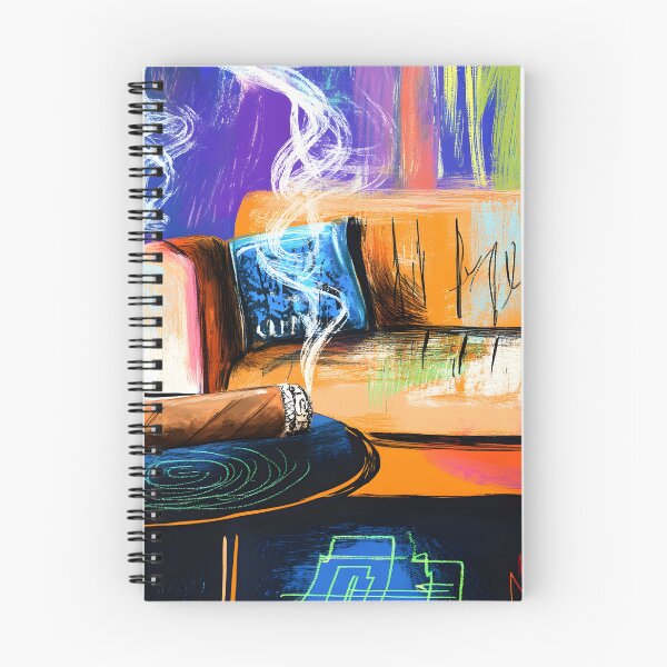 Artikelvorschau, Whiskey- und Zigarrengenuss – Kräuselnder Rauch und gemütliche Lounge-Atmosphäre in lebendigen Farbtönen entworfen und verkauft von OlfactoART Studio.