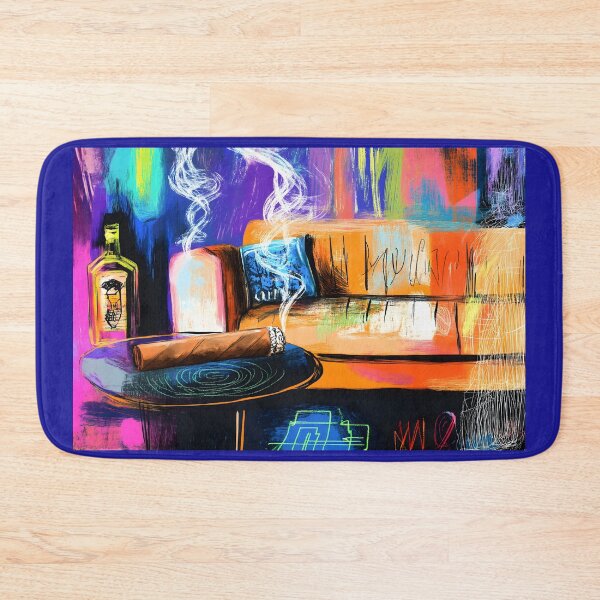 Item preview, Whiskey and Cigar Indulgence - Curling Smoke and Cozy Lounge Atmosphere in Vibrant Hues designed and sold by OlfactoART Studio.