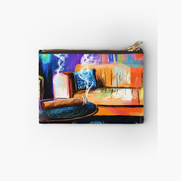 Artikelvorschau, Whiskey- und Zigarrengenuss – Kräuselnder Rauch und gemütliche Lounge-Atmosphäre in lebendigen Farbtönen entworfen und verkauft von OlfactoART Studio.