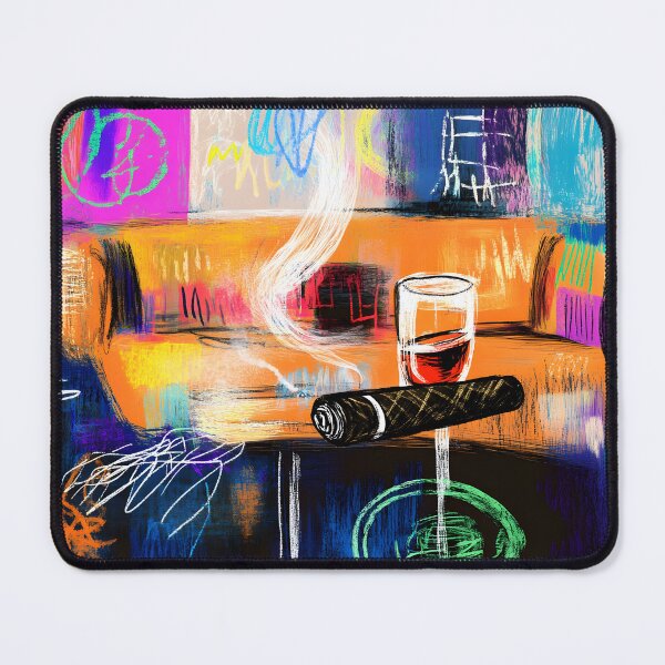 Item preview, Red Wine and Cigar Bliss - Dynamic Abstract Composition with Swirling Smoke and Vivid Hues designed and sold by OlfactoART Studio.