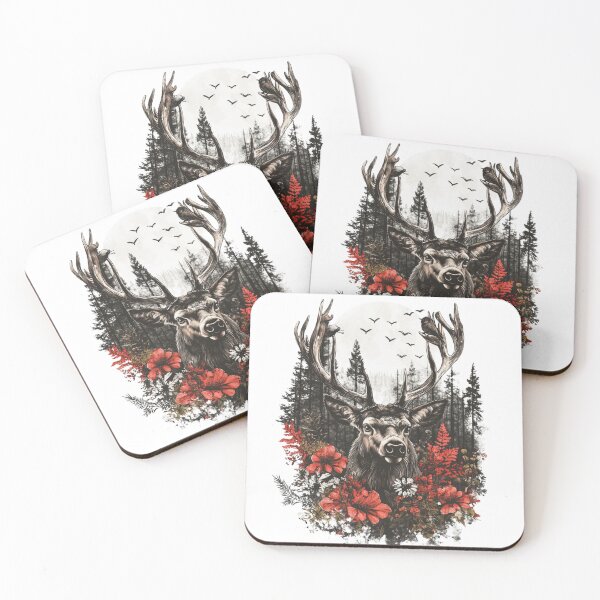 Item preview, Deer Between Red designed and sold by NicolasGlowArt.