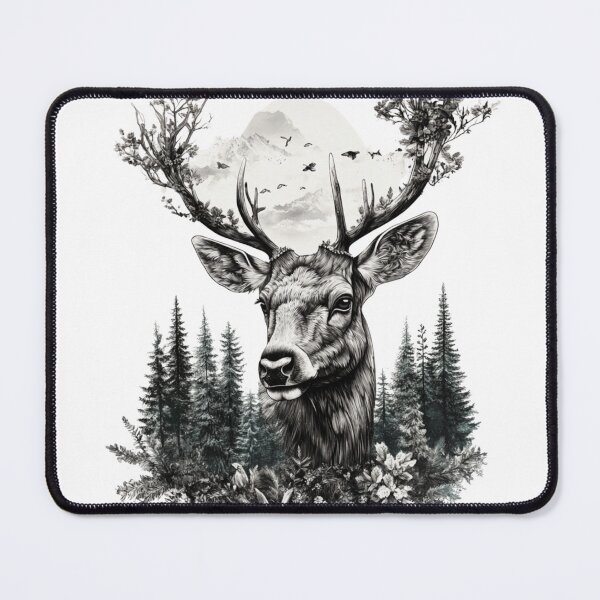 Item preview, Black and White Deer in Wild designed and sold by NicolasGlowArt.
