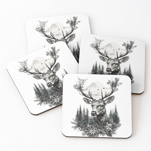 Item preview, Black and White Deer in Wild designed and sold by NicolasGlowArt.