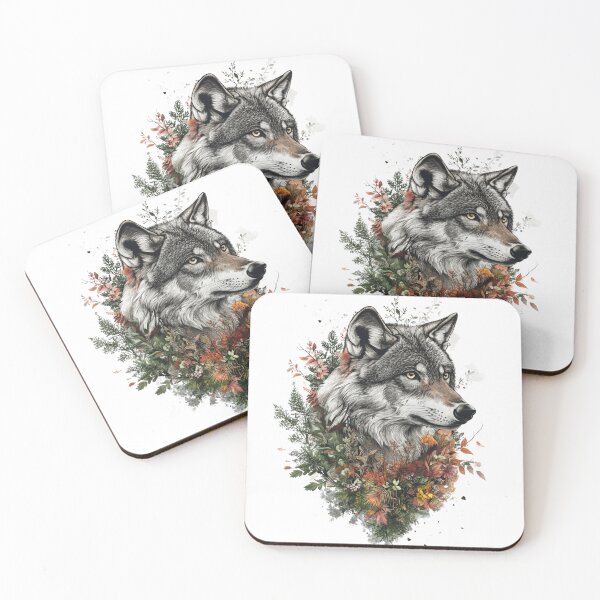 Item preview, Wild Wolf and Flowers designed and sold by NicolasGlowArt.