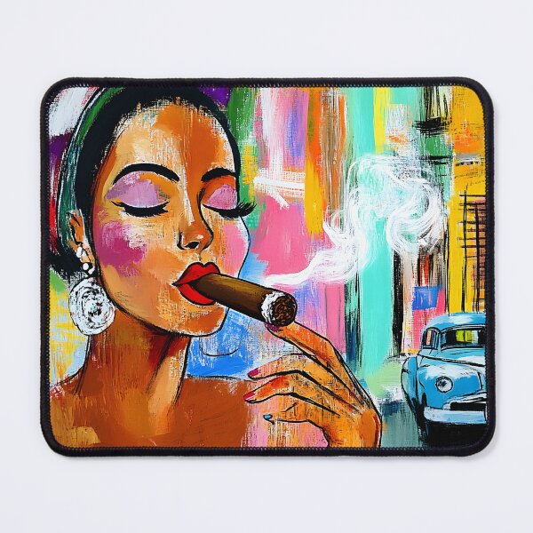 Item preview, Havana Vibes - Confident Woman and Classic Car in a Lively Cityscape Abstract Digital AI Art designed and sold by OlfactoART Studio.