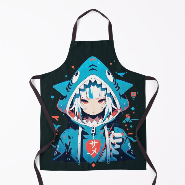 Item preview, anime girl character wearing a blue shark hoodie designed and sold by Hirako Nakatsu.