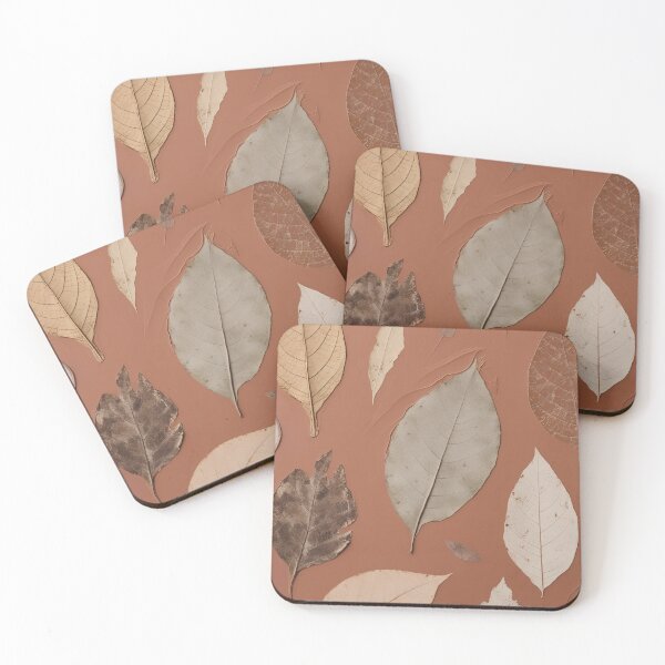 Item preview, Pressed Autumn Leaves on Terracotta Surface designed and sold by SurfaceCraft Studio.