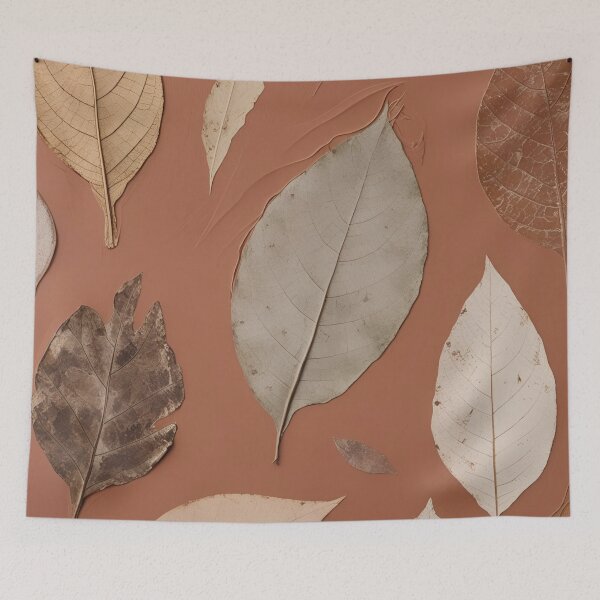 Item preview, Pressed Autumn Leaves on Terracotta Surface designed and sold by SurfaceCraft Studio.