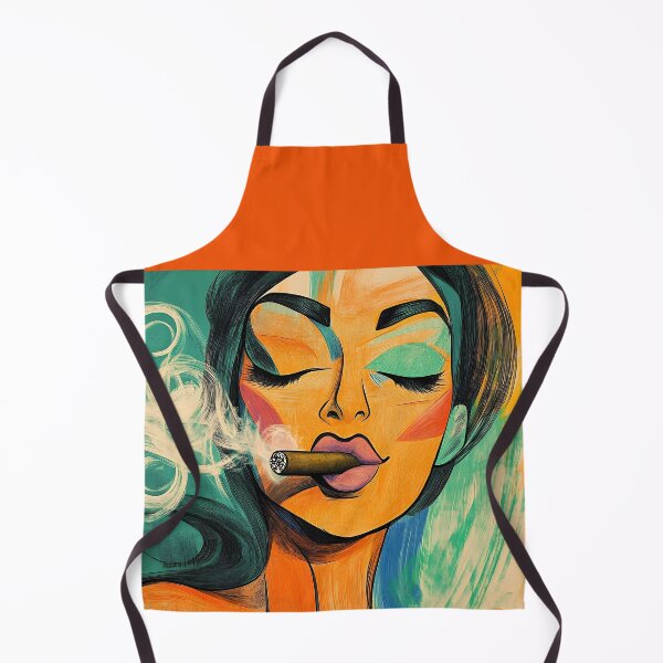 Item preview, Colorful Smoke and Bold Confidence - A Striking Woman Enjoying a Cigar in Vibrant Hues designed and sold by OlfactoART Studio.