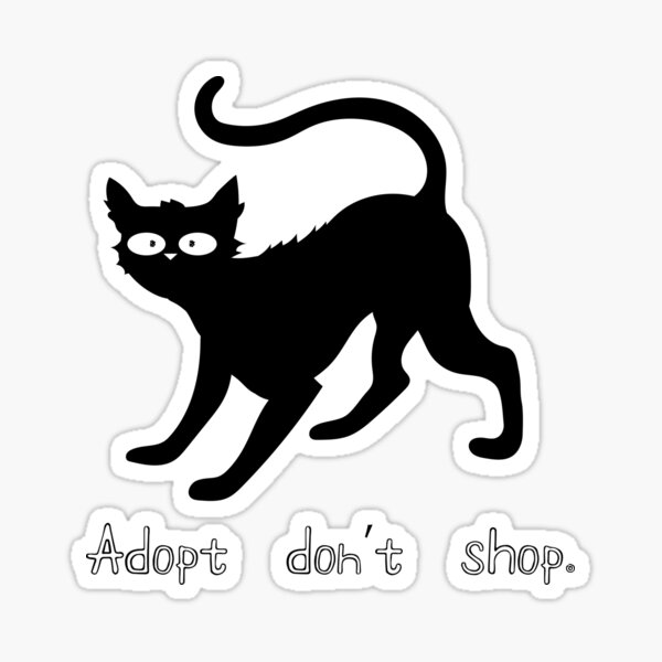 Item preview, Adopt Don't Shop with Black Cat - Scribbly designed and sold by Lauren Langele.