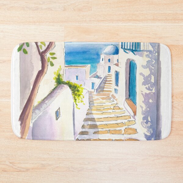 Item preview, Santorini Steps Through White Homes to Blue Sea designed and sold by artshop77.