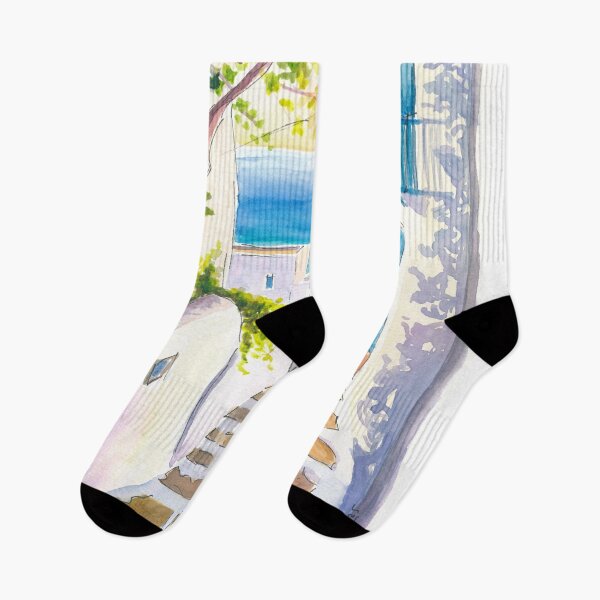 Item preview, Santorini Steps Through White Homes to Blue Sea designed and sold by artshop77.