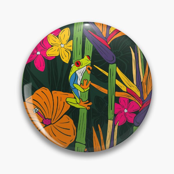 Item preview, Vintage Tropical Tree Frog Y2K Block Print Neon Aesthetic  designed and sold by lingartdesign.