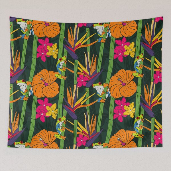 Item preview, Vintage Tropical Tree Frog Y2K Block Print Neon Aesthetic  designed and sold by lingartdesign.